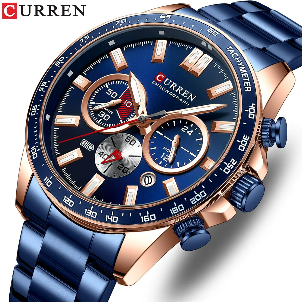 CURREN 8418 Brand Men's Quartz Watches Fashion Calendar Chronograph Waterproof Clock Luminous Casual Men Wristwatch reloj hombre