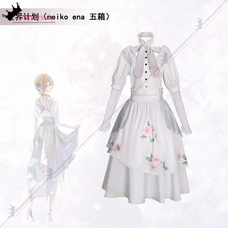 Game Project Sekai PJSK Sister MEIKOO Cosplay Costume Summer Handmade Embroidery White Princess Lolita Dress Anime Wig Prop Suit