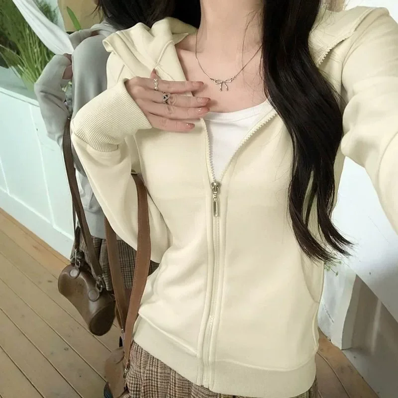 

Корейская тонкая толстовка с капюшоном для женщин в стиле хип-хоп, подтягивающая талию, йога, фитнес, толстовка на молнии, женская одежда, повседневная толстовка, топ