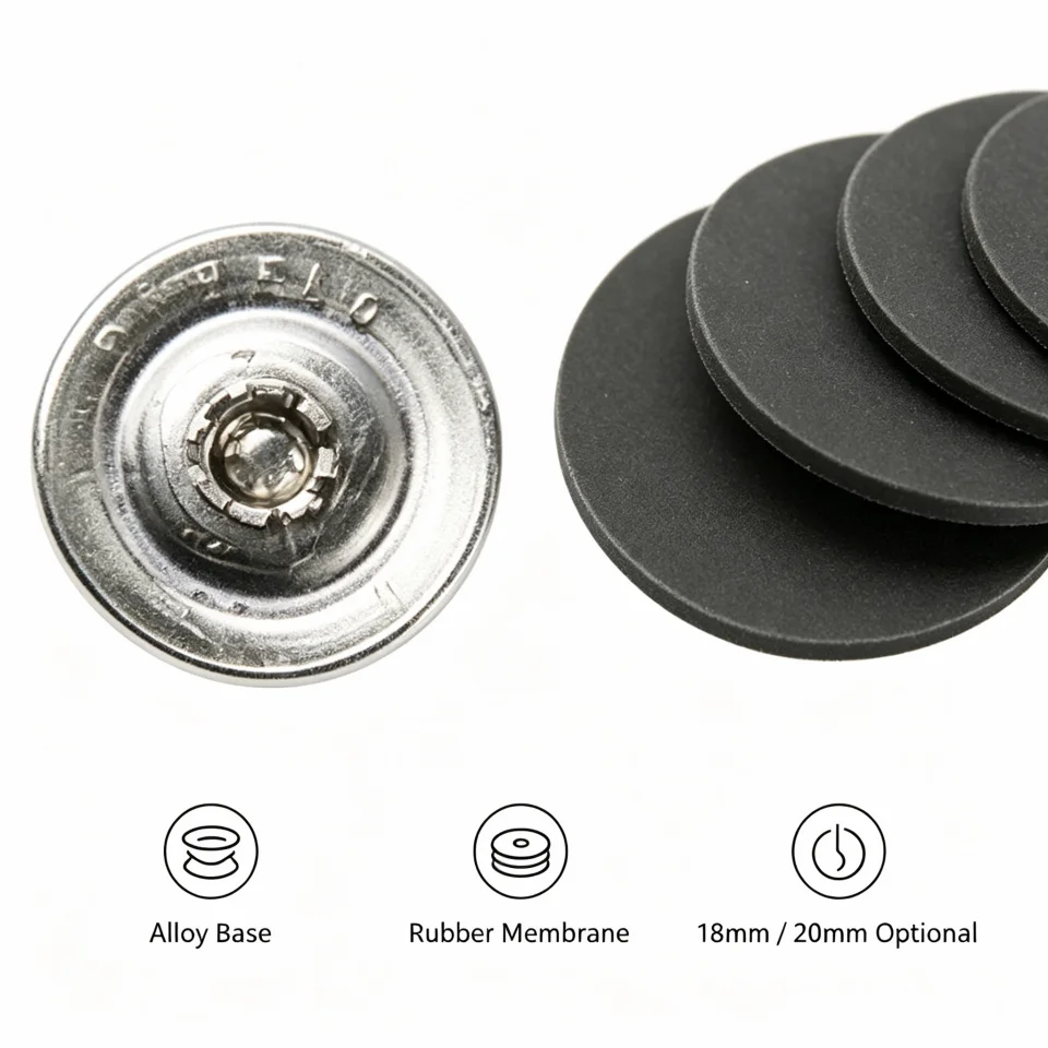1kit 18mm 20mm Maxillary Denture Palatal Suction Cup Metal Stud Rubber Discs Denture Fabrication Lab Restoration Supplies