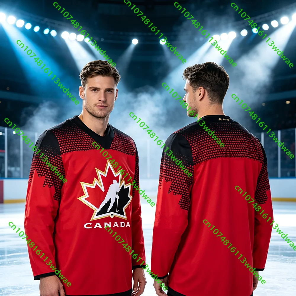 26/27 Canada Team Hockey Competition Jersey Mens Long Sleeves Tee Special Edition Adult 3D Print Sport Quick dry Cycling shirt