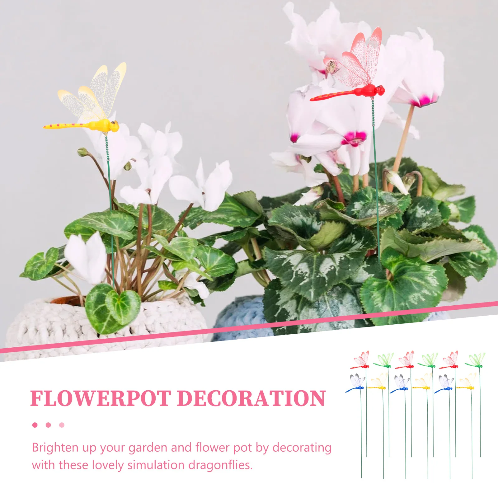 

12pcs Simulation Dragonfly Decorations Garden Stake For Outdoor Yard Lawn Flower Pot Grassland Decor Artificial Stakes