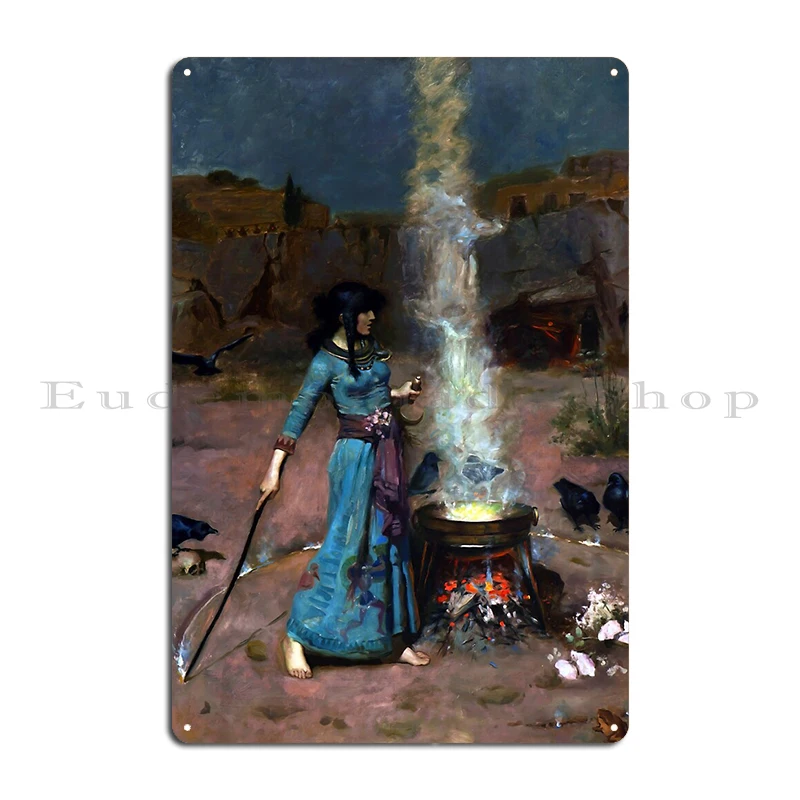 THE MYSTERIES OF WATER The Magic Circle by Waterhouse Halcyone Herbert James Draper Metal Club Bar Wall Decor Tin Sign Poster