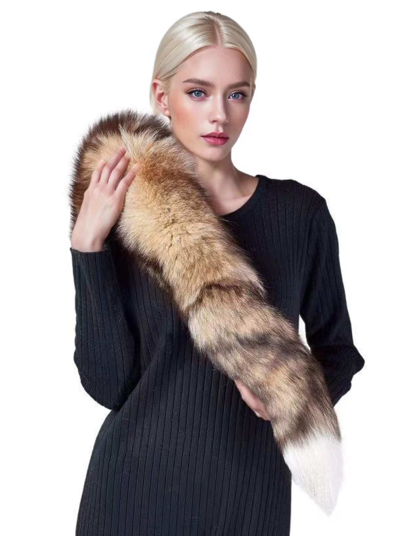 Fox Tail Keychain Bag Charm Pendant Cute Fluffy Realistic Plush Purse Accessory