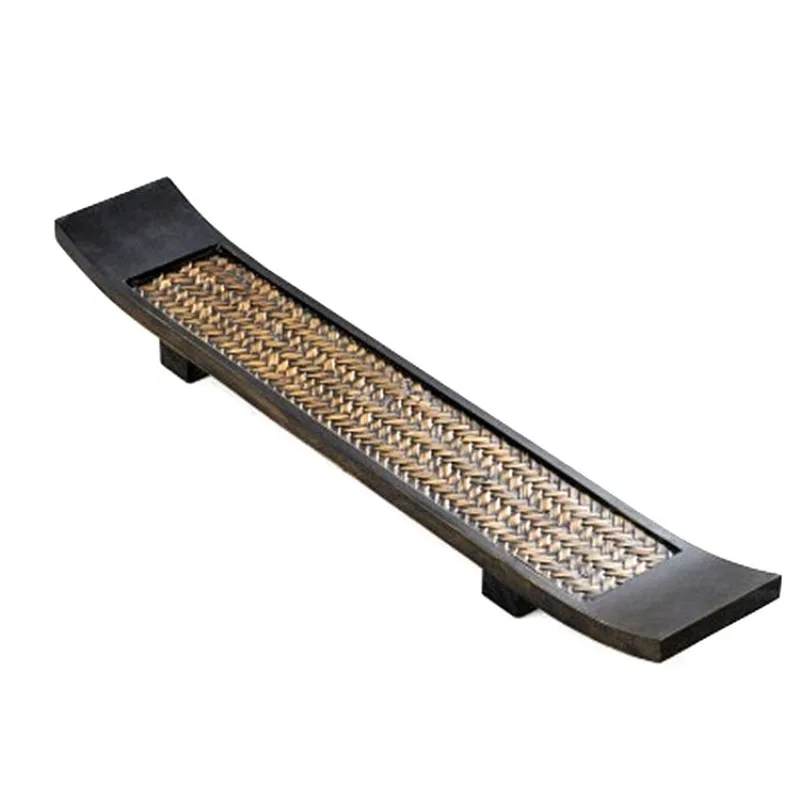 

Chinese bamboo tea ceremony tray, bamboo woven mat surface dry brewing tea table, retro Zen case decoration