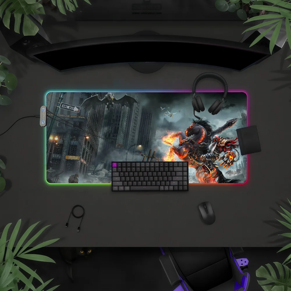 

Коврик для мыши Game D-Darksiders-S с RGB LED-подсветкой, красочная игровая клавиатура, нескользящий чехол, коврик для стола, водонепроницаемая поверхность