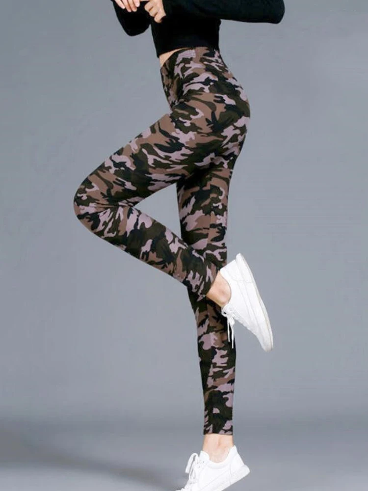 Wanita Fashion Kamuflase Legging Seksi Cetak Femme Push Up Celana Kasual Camo Olahraga Latihan Kebugaran Ukuran Legging