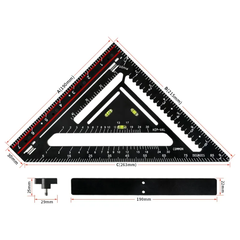 New Multi-functional Triangle Ruler,Woodworking 90/45° Square,Thickened Scribing Straight Edge For Decoration view 3