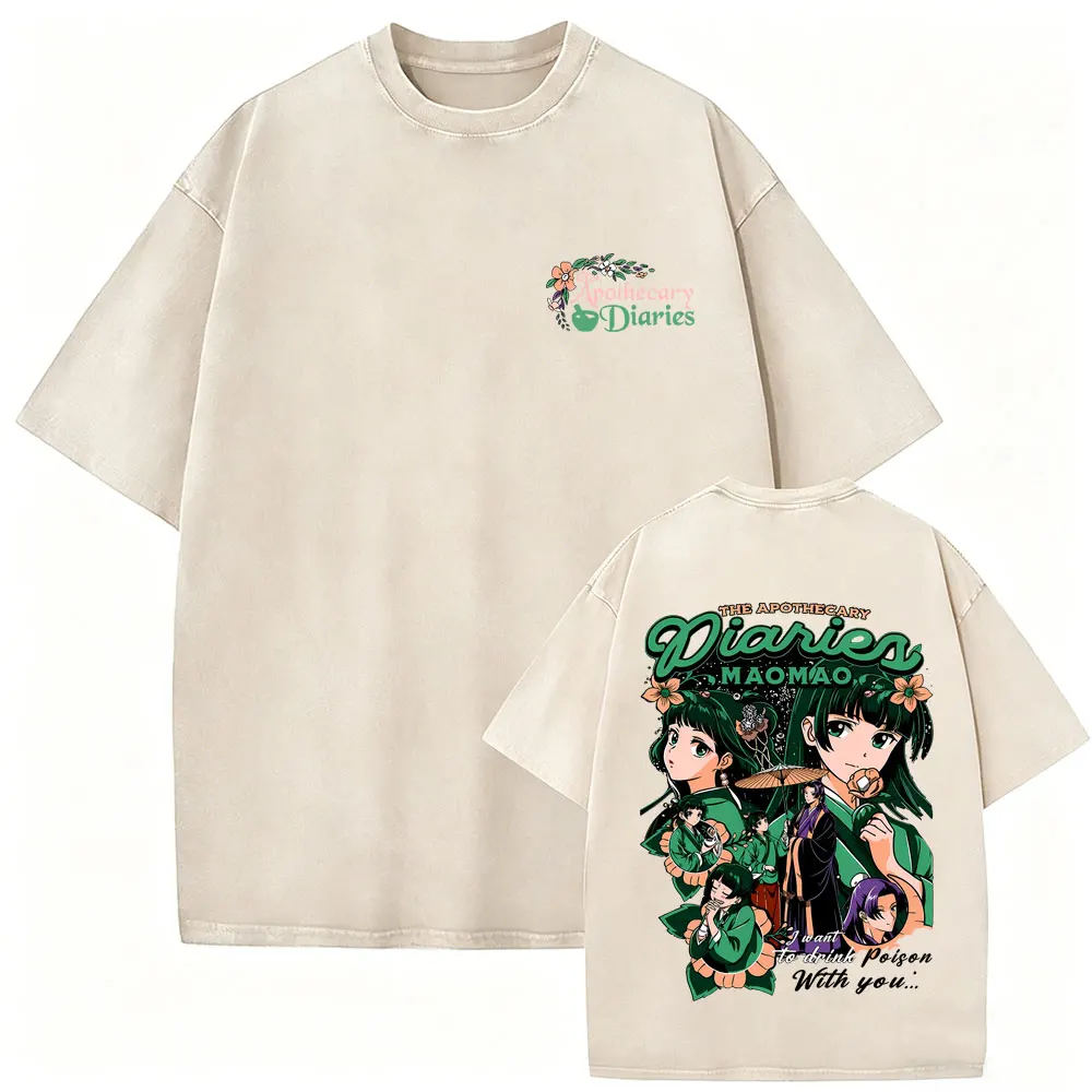 Gewaschenes Vintage Anime The Apothecary Diaries Maomao Grafik-T-Shirt für Männer und Frauen, lässig, lustig, übergroße T-Shirts, Unisex, Streetwear – Detail 3