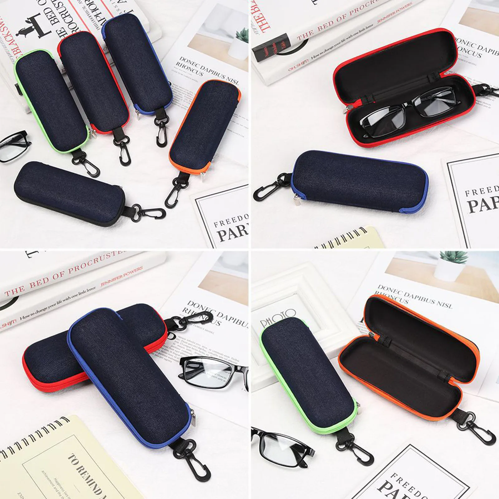 EVA Zipper Eyeglasses Case for Glasses and Sunglasses Portable Anti Pressure Storage Holder Students Adults Vintage Style