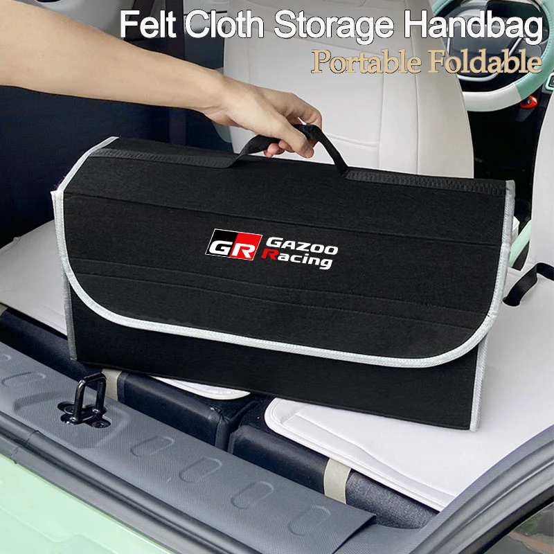 Car Trunk Storage Bag Organizer Sundries Stowing Tidying Box For Toyota GR Gazoo Racing Supra Corolla Parts Sport 86 Yaris