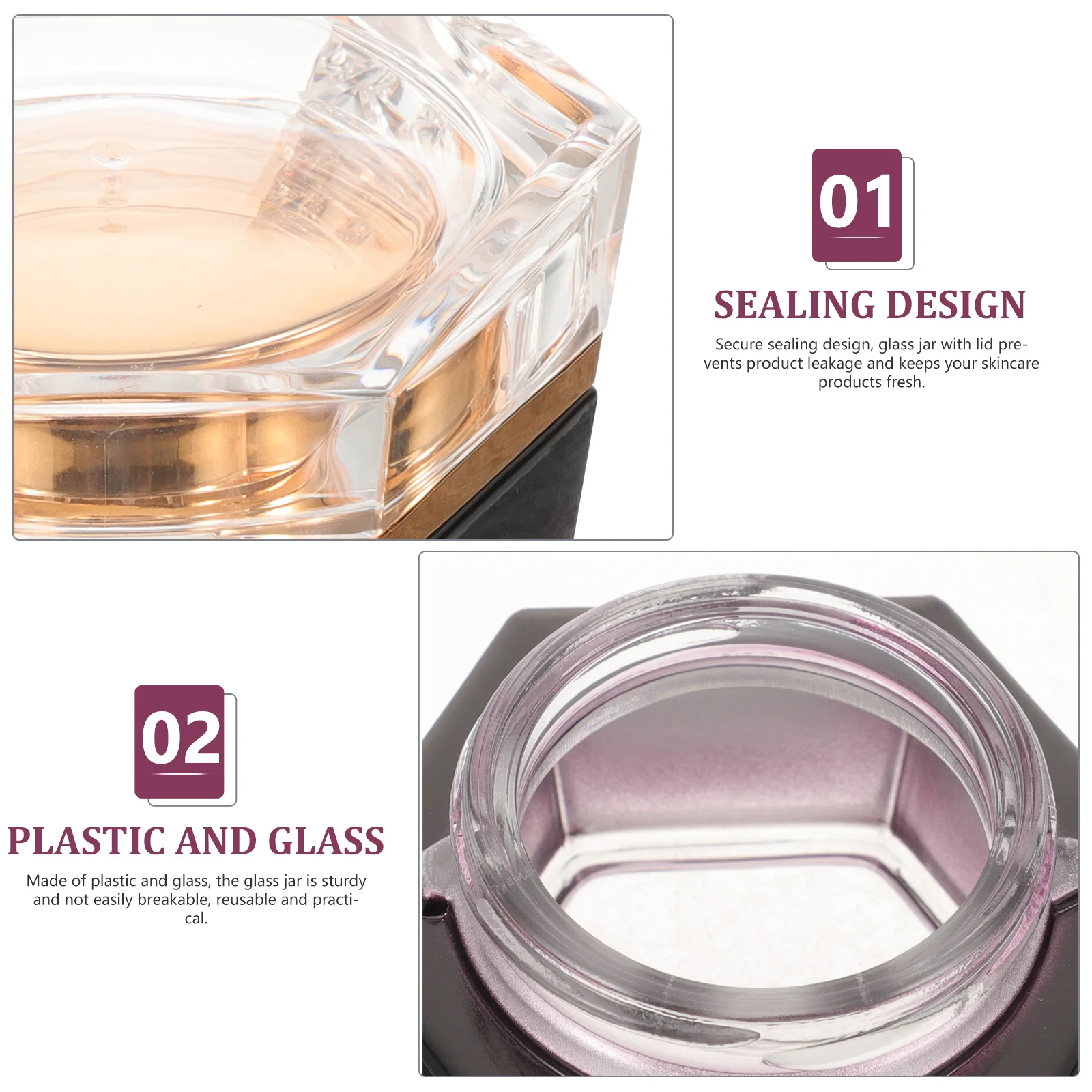 

Small Glass Cream Jar Container 20g Travel Size Leakproof Reusable Lotion Storage Moisturizer Jar for Skincare