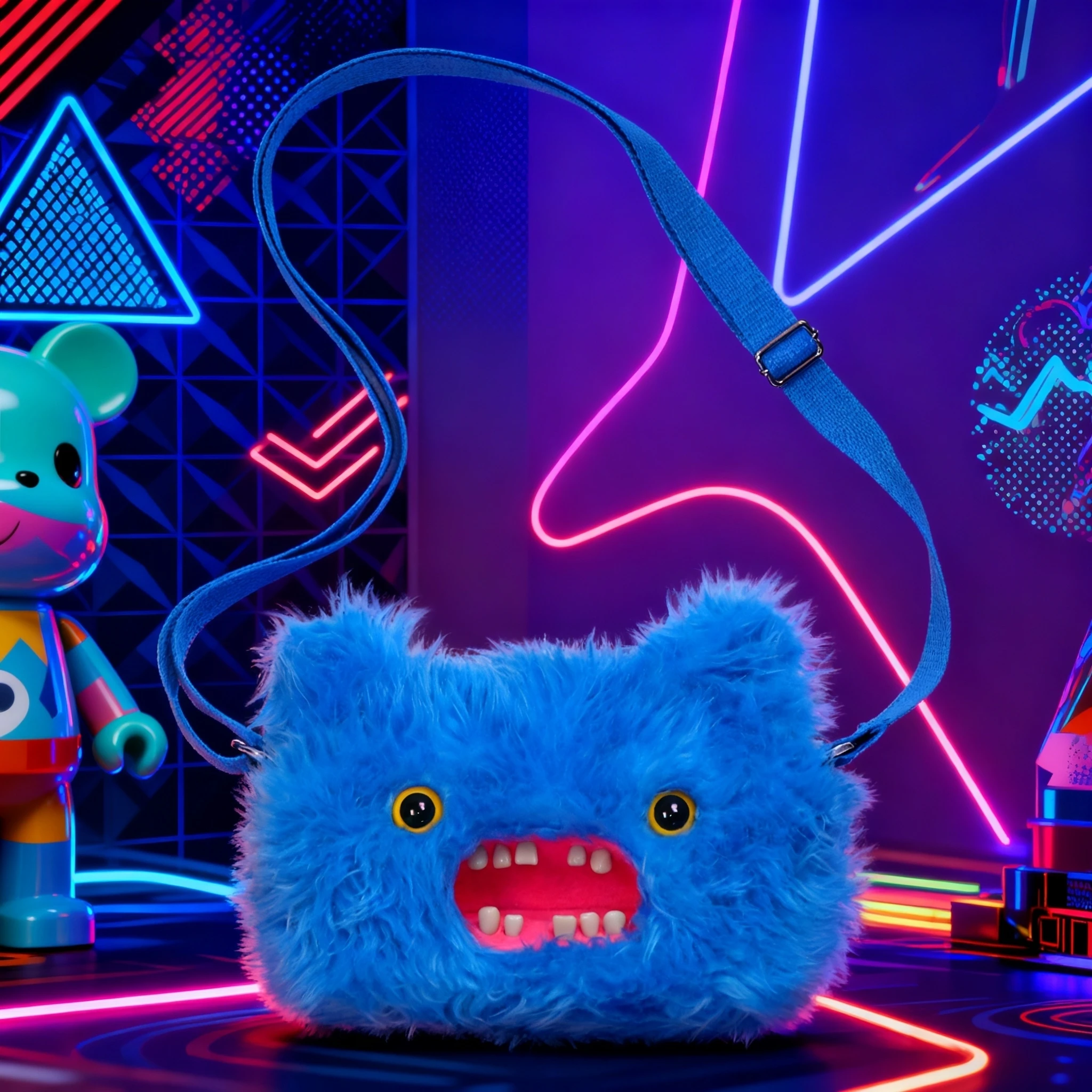 Fuggler Ugly Tooth Monster Plüschtasche, Umhängetasche, niedliche Plüsch-Geldbörse, Rucksack, Fuggs-Geldbörse, Mädchen-Cartoon-Tier mit Kettenriemen – Detail 34