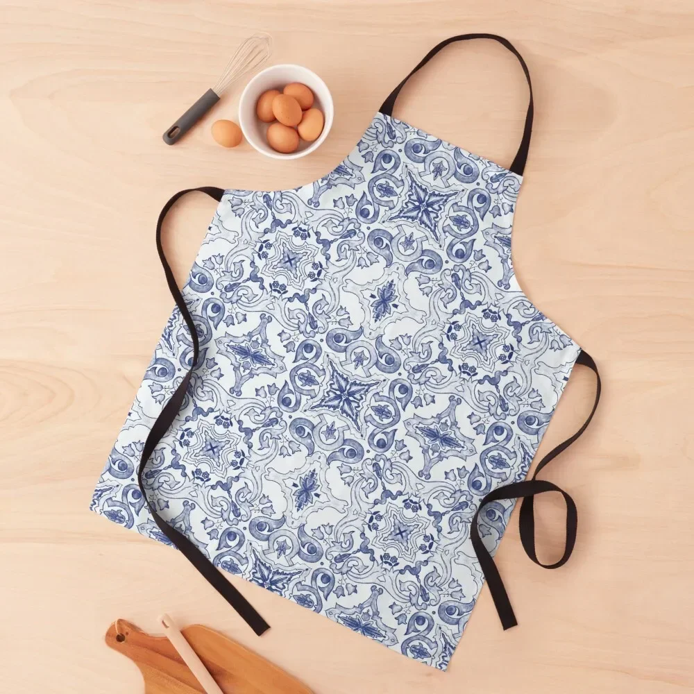 Italian Watercolour Mosaic Tile Design - Blue and White Apron Kitchen And Home Items Kitchen Items For Home Apron