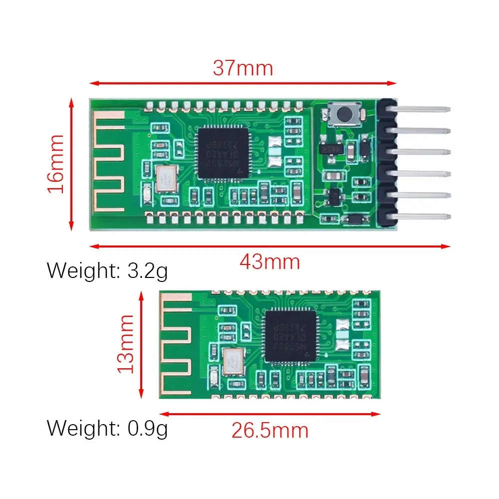 Módulo Bluetooth HC-42 BLE 5,0, maestro-esclavo integrado, nRF52832, inalámbrico, BLE5.0, puerto serie de transmisión transparen