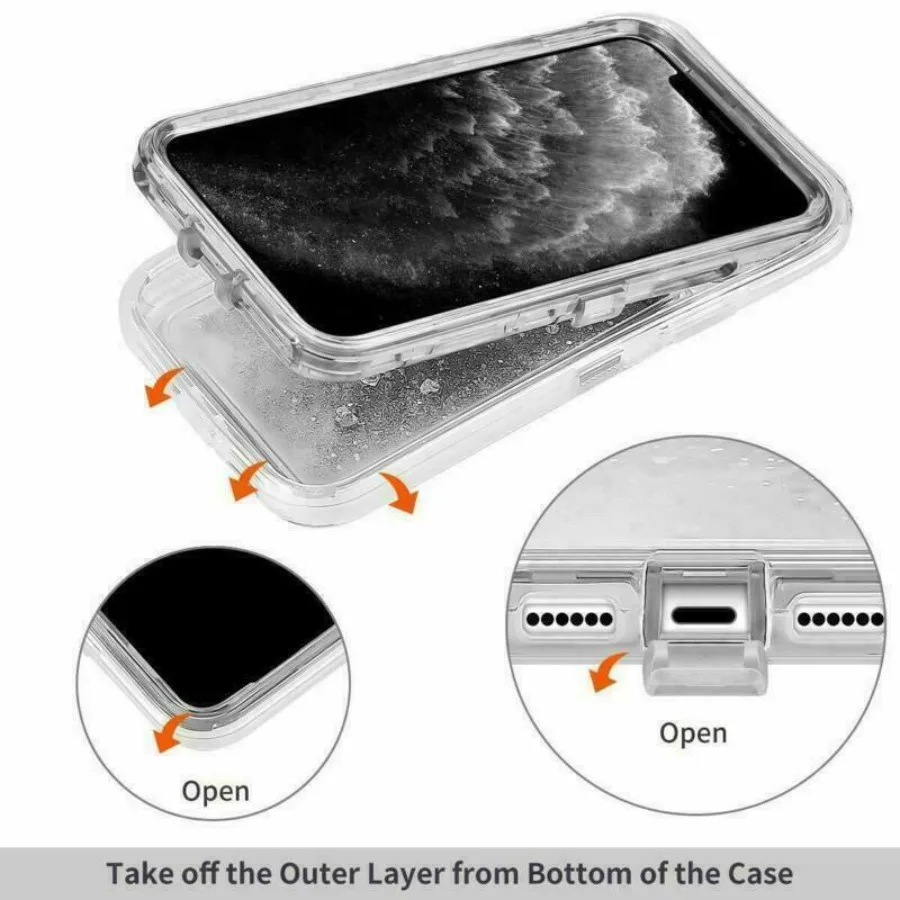 For Galaxy S21 Ultra S21Plus Three Layers Hybrid TPU+PC Clear Phone Case Heavy Duty Shockproof Anti-scratch Cover With Belt Clip