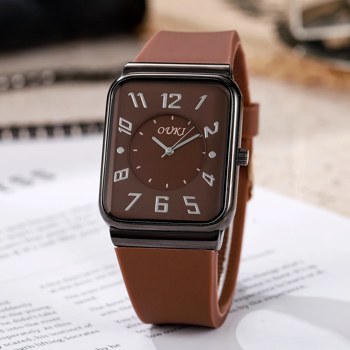 

Модные женские часы с прямоугольным арабским циферблатом, повседневные женские кварцевые наручные часы с силиконовым ремешком Reloj Mujer (без коробки)