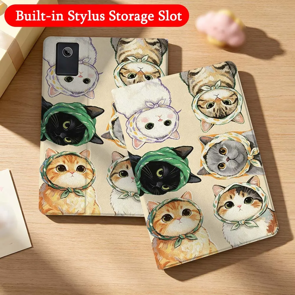 Cartoon Shark Cat Case For Lenovo Idea Tab K10 M10 P11 P12 Xiaoxin Pad Pro GT Plus 10.6 11 11.1 inch 2025 Folding Tablet