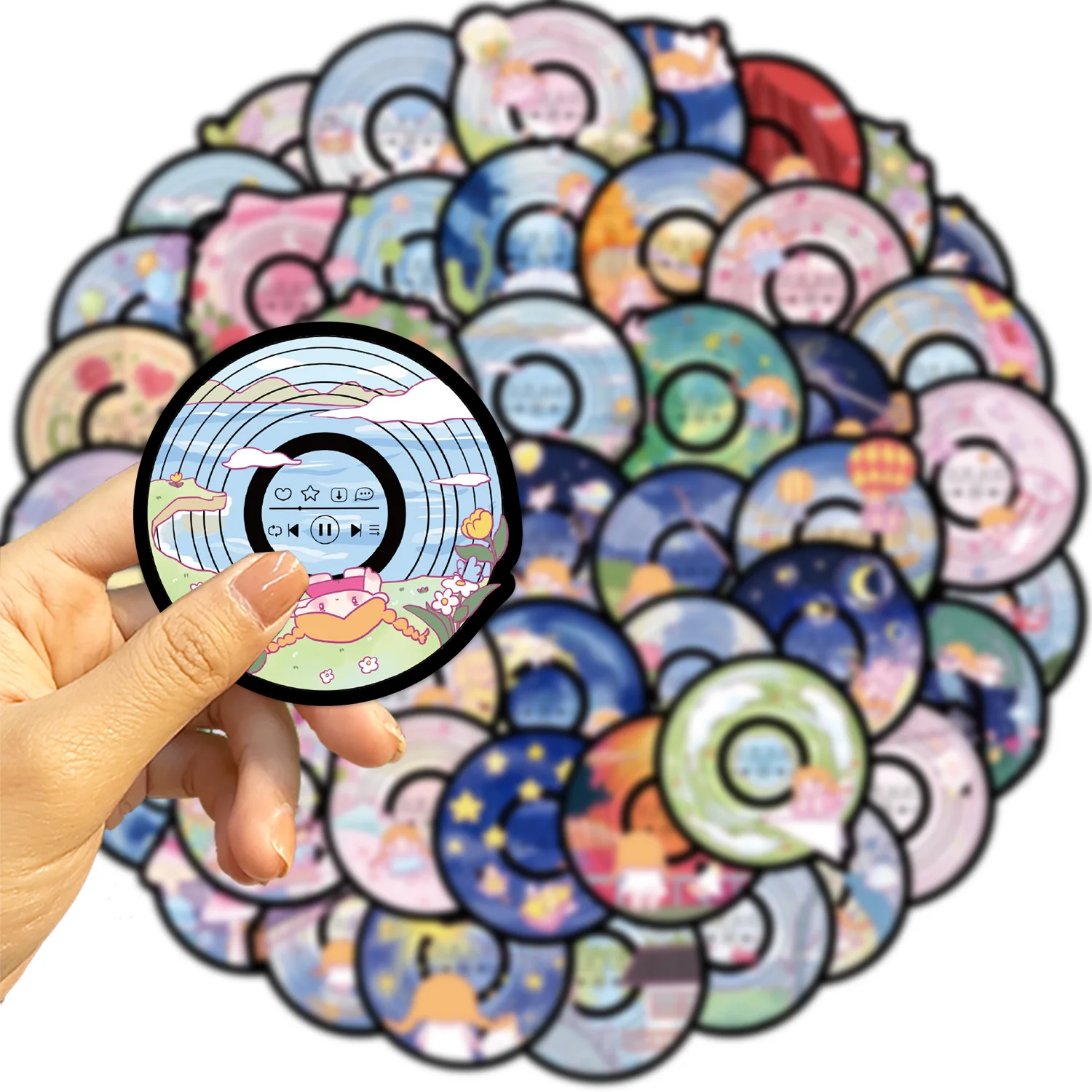 

50pcs Cute Record Stickers Music Scrapbook Diary Decoration DIY For Kawaii Girl Letters Keyboard Laptop