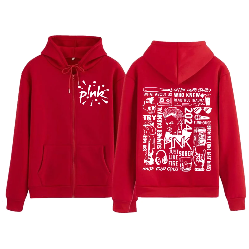 P!nk Summer Carnival Tour 2024 Hoodie Hot Jacket Zip Up Hoodie Sweatshirts Y2K Coat Gift