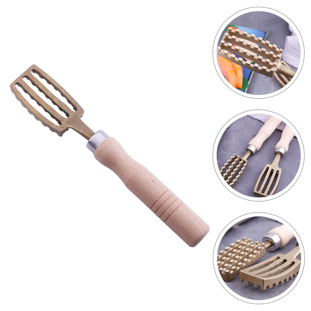 

Fish Scale Planer Kitchen Scraper Japanese Tools Cleaning Seafood Remover Brass Wooden Handle Debarking Scaler Knife