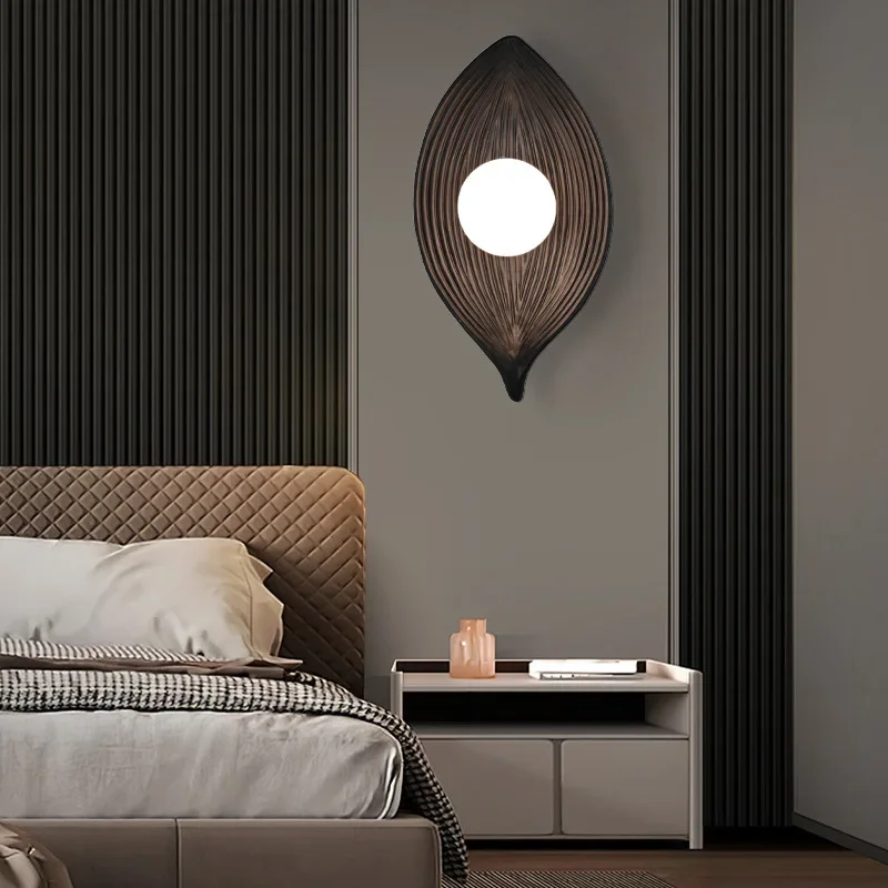

Nordic Leaf Wall Lamp Bedside Wabi-sabi Japanese Wall Sconce Led Lights Bedroom Wall Lights Background Decoration Home Lights