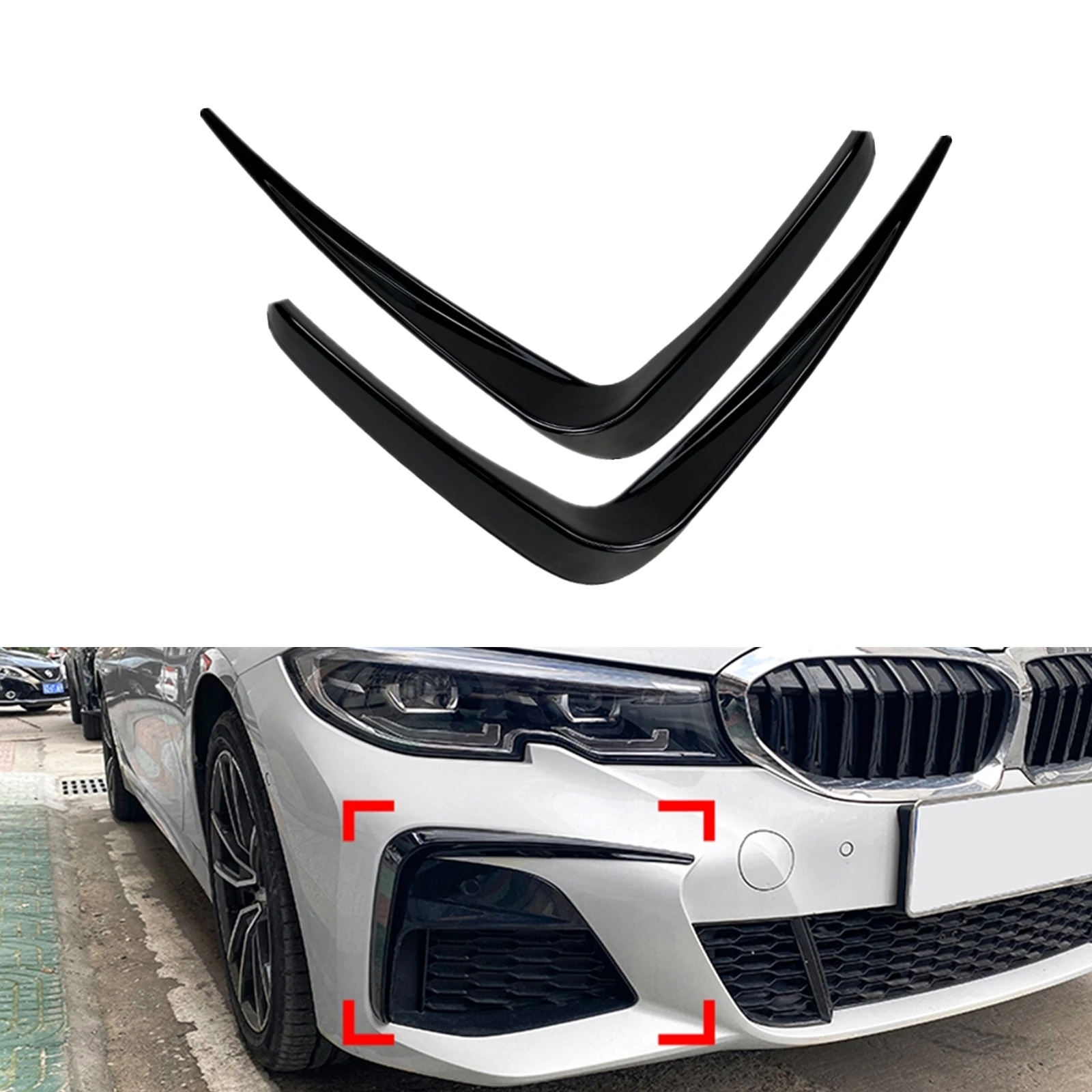 

Front Bumper Side Spoiler Trim For BMW 3 Series G20 G21 G28 M Sport 2019-2022 320i 325i Car Air Vent Intake Hood Splitter Cover