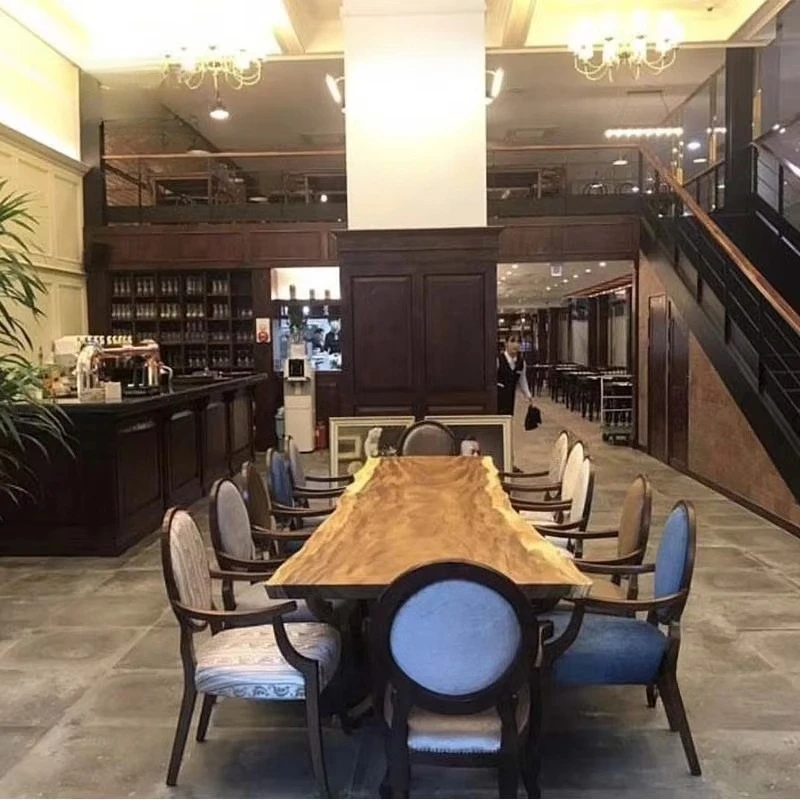 Premium Solid Wood Table Top (Optional Acacia Walnut) Hot-Selling Live Edge Suar Wood Slab Table Top