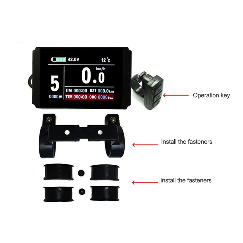 Bicycle Lithium Battery Modification Accessories 72V KT-LCD8H LCD Color Screen Instrument / SM Connector