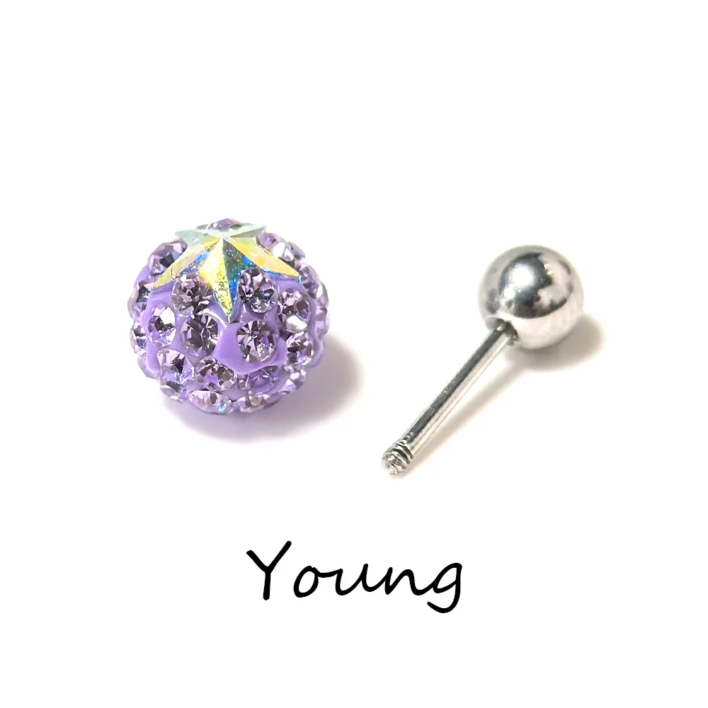 كرة خماسية ملونة لامعة للغاية مرصعة بعظم الأذن الطبية القابلة للزرع ، مجوهرات ثقب ، F136 التيتانيوم G23 #5