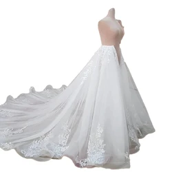 MANRAY High Quality Detachable Skirt Wedding Overskirt Tulle Wedding Train Decorated Lace  Petticoat Custom Size