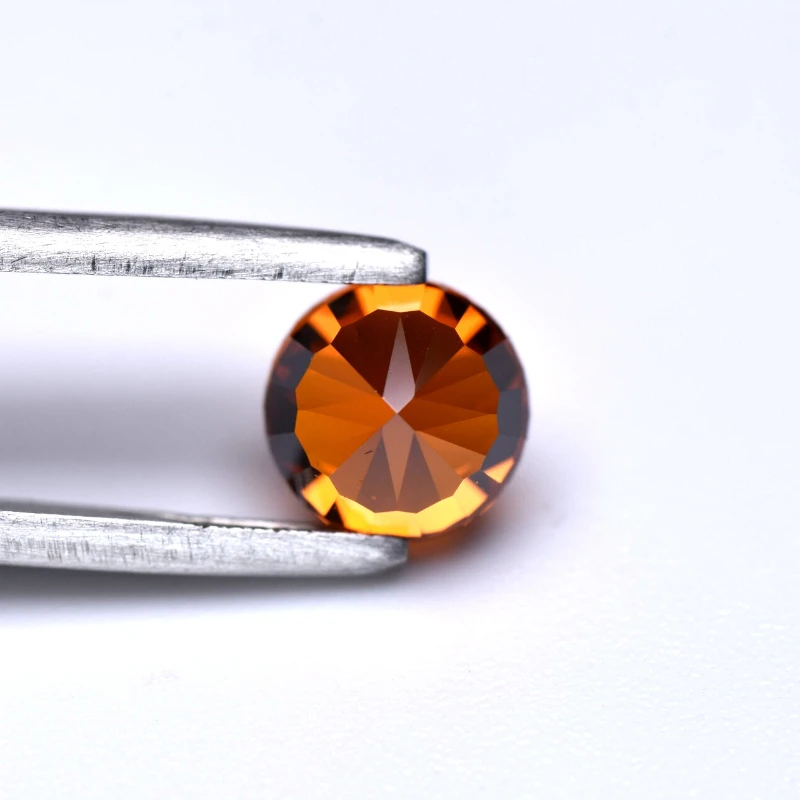 Synthetischer Edelstein Crushed-Ice-Schliff Kubischer Zirkonia Runde Form Orange Farbe 4K Schliff 5A+ Qualität für DIY Schmuckherstellung Materialien – Detail 6