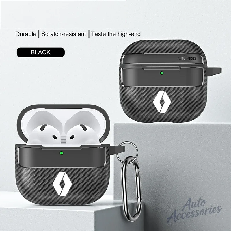 

Car Sticker Carbon Fiber Earphone Protective Cover For Apple Airpods Pro3 2 4 3 Cover With Keychain Accessories Shockproof Bag F