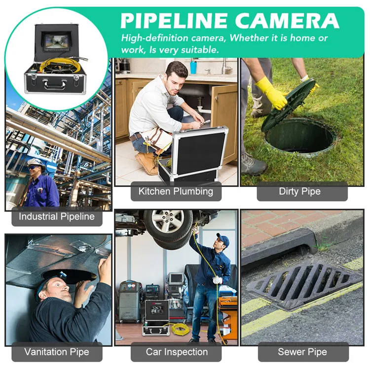 Imagem -04 - Sistema Endoscópio Industrial Drenar Esgoto Pipeline Tubo de Gravação Inspeção Câmera de Vídeo com Contador de Medidor Câmera de 17 mm Pol