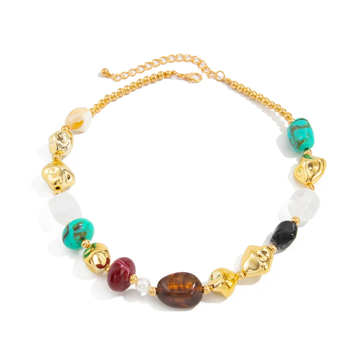 SHIXIN Bohemian Colored Resin Beaded Choker Necklace for Women Vintage Adjustable Acrylic Short Necklace Jewelry on the Neck image 5