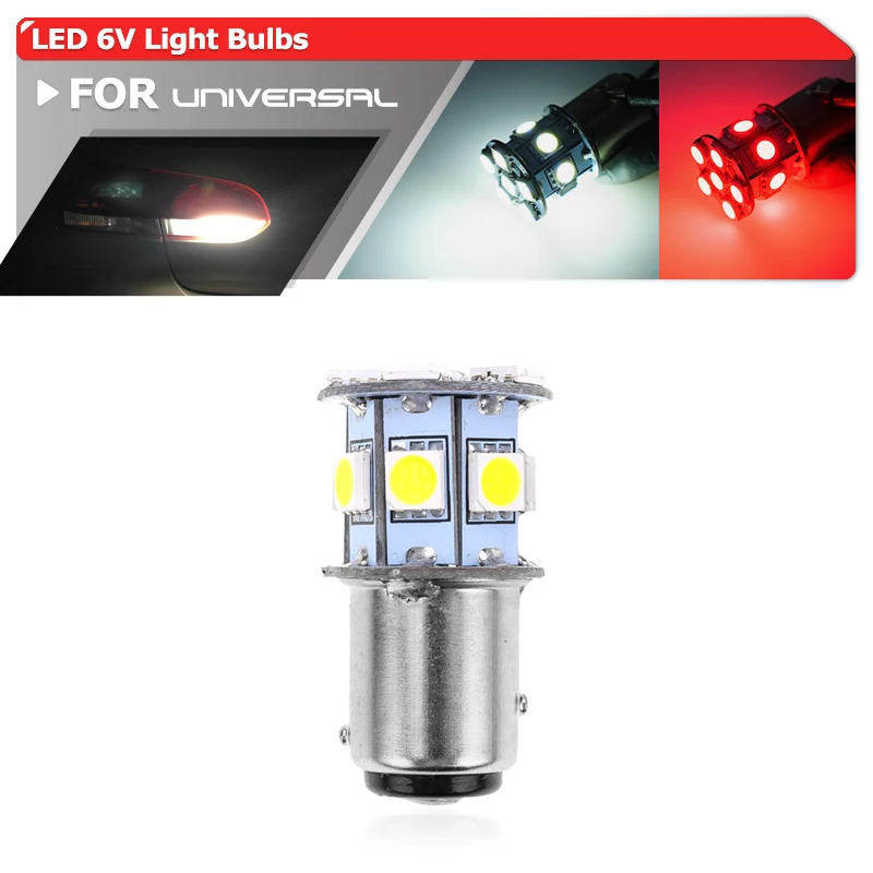 1x White/Red LED 6V Light Bulbs For Car Backup, Tail Brake, RV, Corner,Daytime Running Lights 1157 BAY15D BA15D P21/5W 1154 1176