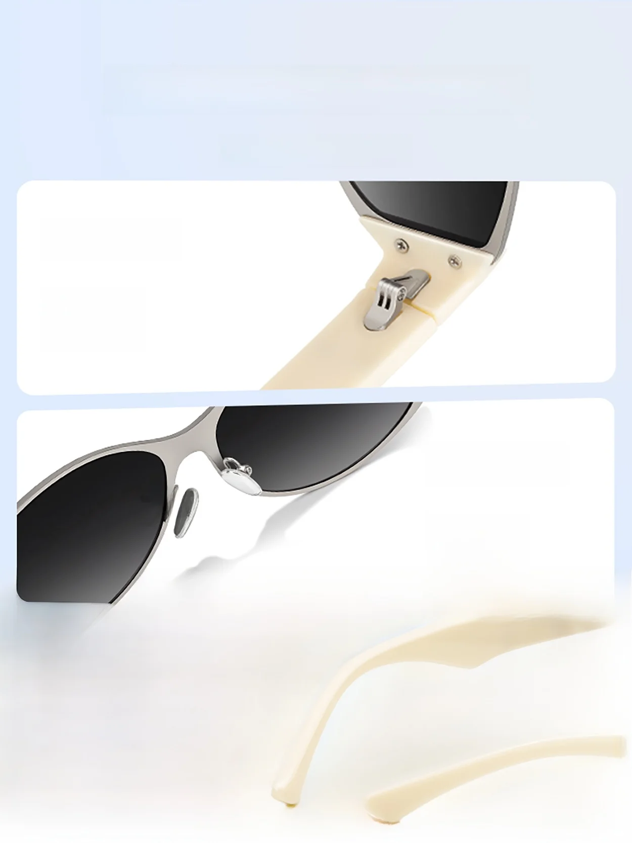 ホワイトフレームアイサングラス-レディーススタイル-2026年新作-おしゃれ-個性的-日焼け止め-uvカット-ナローフレーム-ビーチサングラス