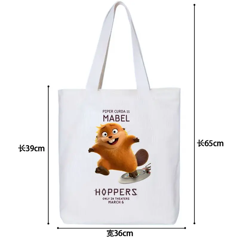 

Hot Sale Beaver Transformation Project Green Lizard Canvas Tote Bag Cute Kawaii Commuter School Book Bag for Students Girls