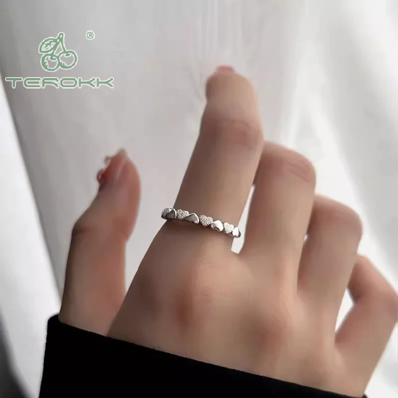 Cincin membuka hati Twing serbaguna Fashion untuk wanita gadis indah kesederhanaan temperamen Frosting cincin perhiasan hadiah