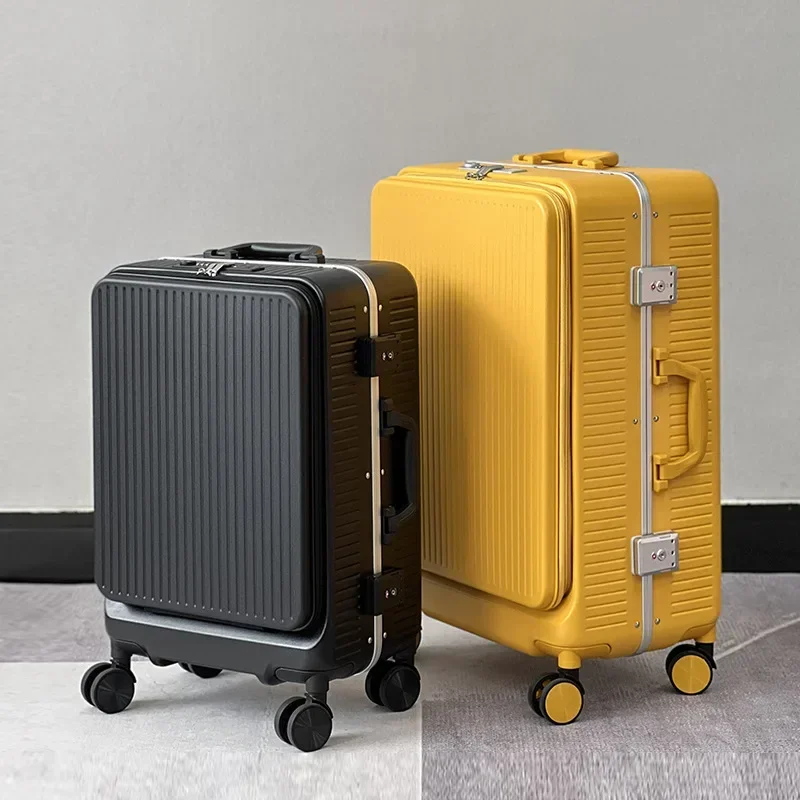 Front Open Suitcase Luggage Female Multifunctional Trolley Case Business Travel Boarding Case USB Charging Luggage 18 20 24 Inch