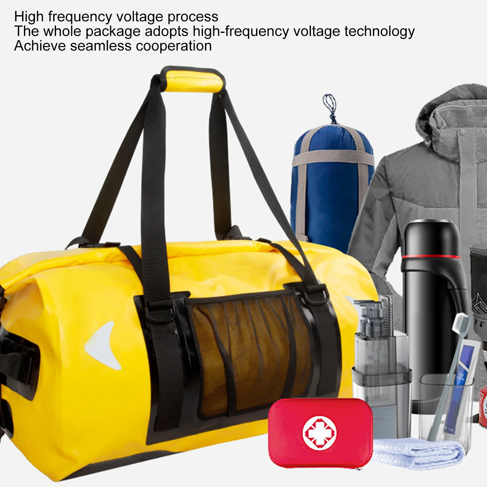 

Waterproof Rear Seat Bag for Motorcycle 65L Waterproof Mesh Cloth Motorcycle Rear Seat Bag Large Capacity Cycling Accessory