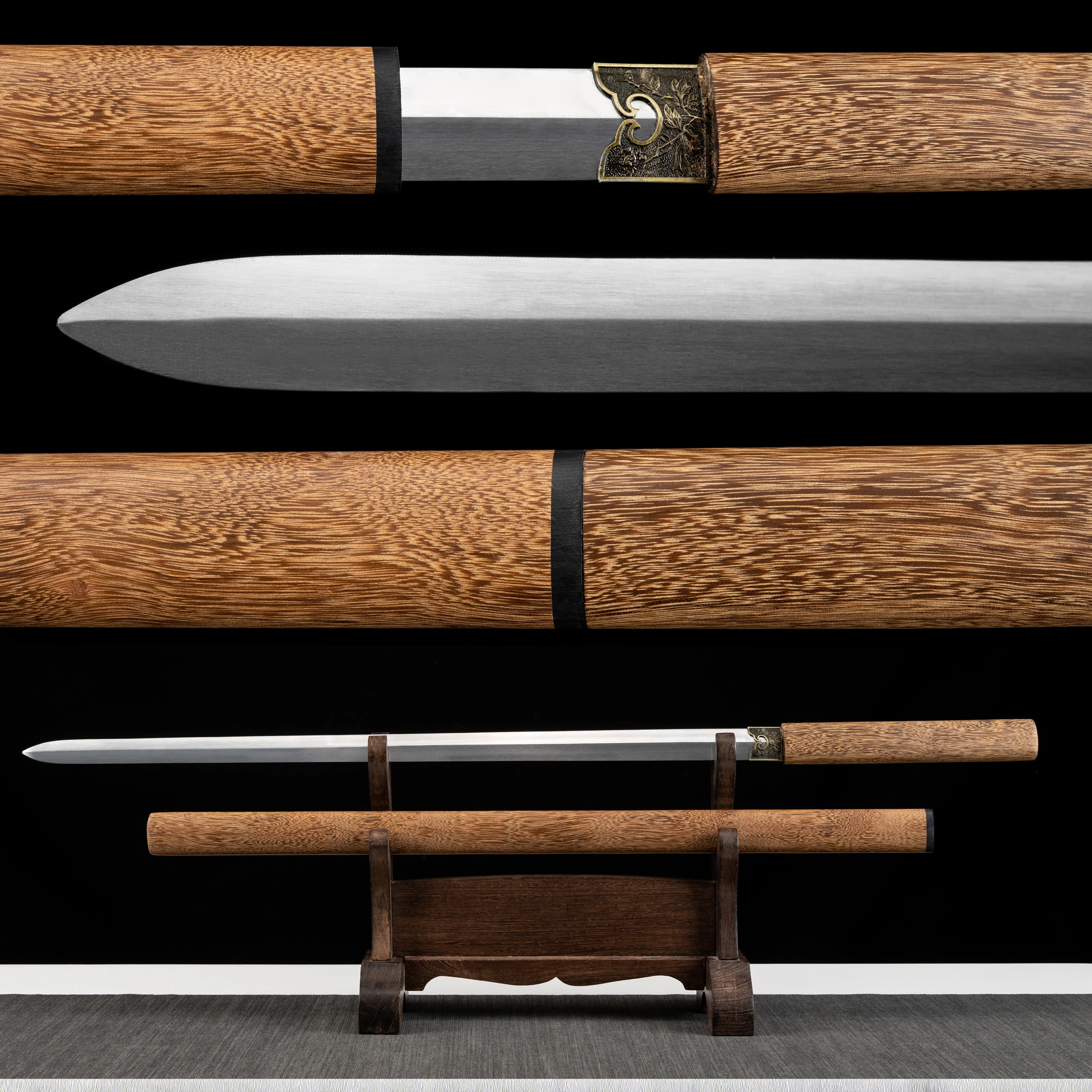 rosewood cane sword cosplay with manganese steel blade for combat readiness Ninja martial arts knight outdoor katana. Not sharp