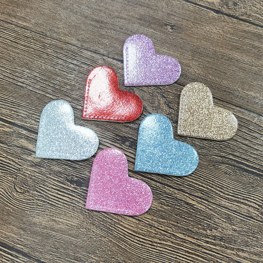 

6Pcs PU Heart Shaped Glitter Bookmarks Handmade Corner Page Holders for Office Classroom Students Teachers Reading Supplies