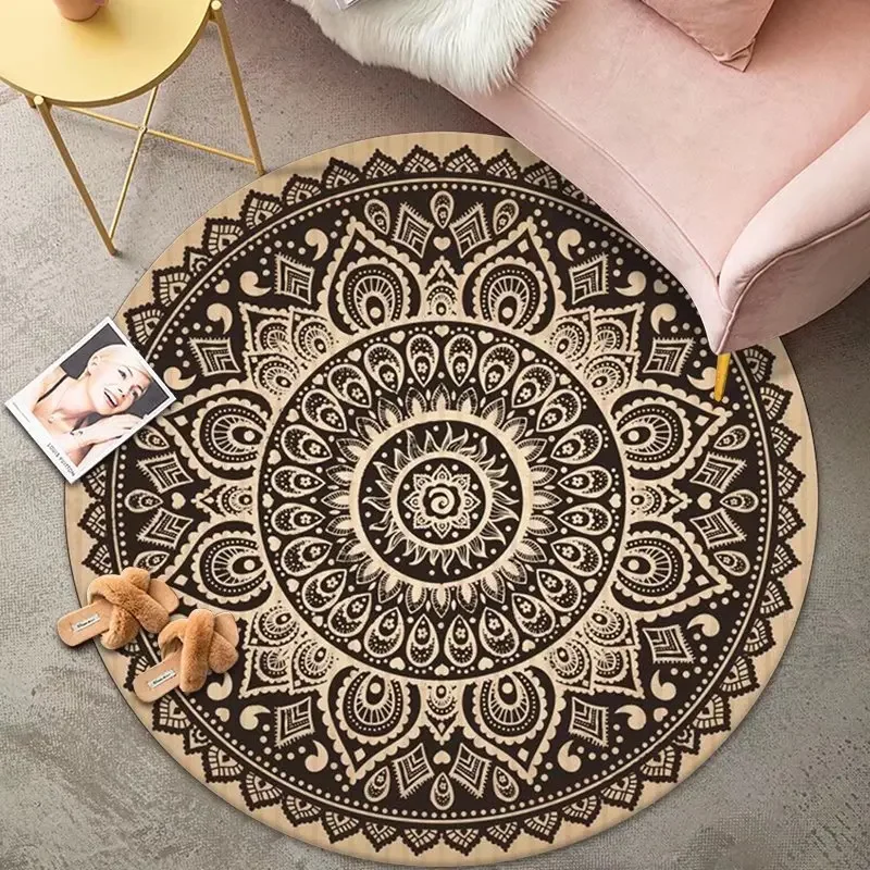 American Retro Round Soft Carpet for Bedroom Beside Non-slip Chair Floor Mats 200x200 Large Area Rugs Living Room Customizable