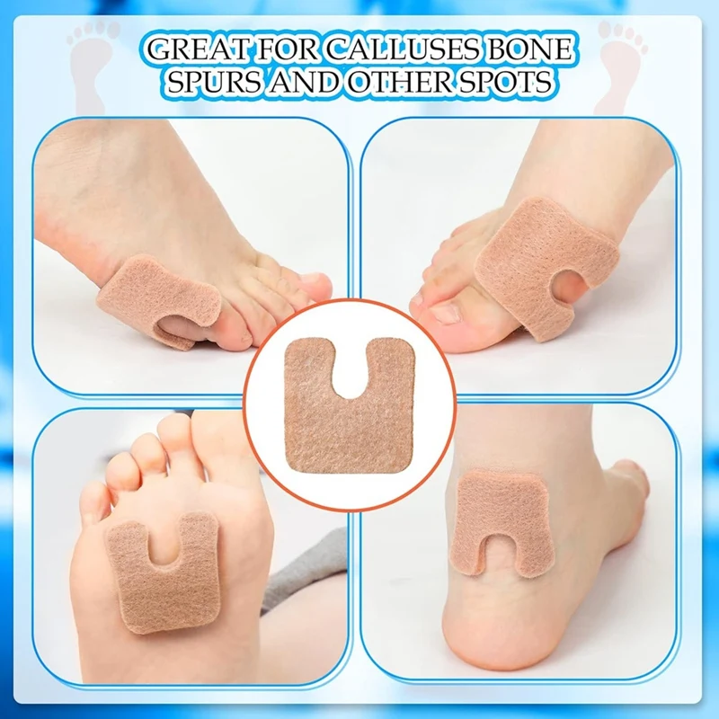 120Pcs U Shaped Felt Callus Pads, Metatarsal Foot Cushions For Pain Relief, Prevent Rubbing Calluses Pads