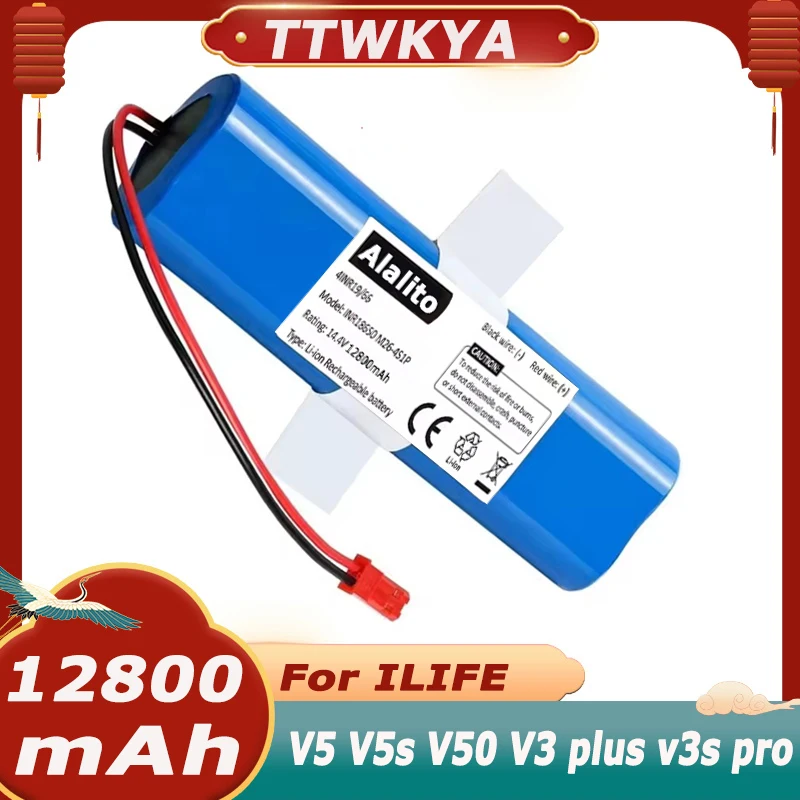 2026 New Original Li-lion Battery for ILIFE V3s Pro V5s Pro V8s V8 Plus V80 V80 Max V80 Pro V3s Max 18650 12800mAh 14.4V PX-B010
