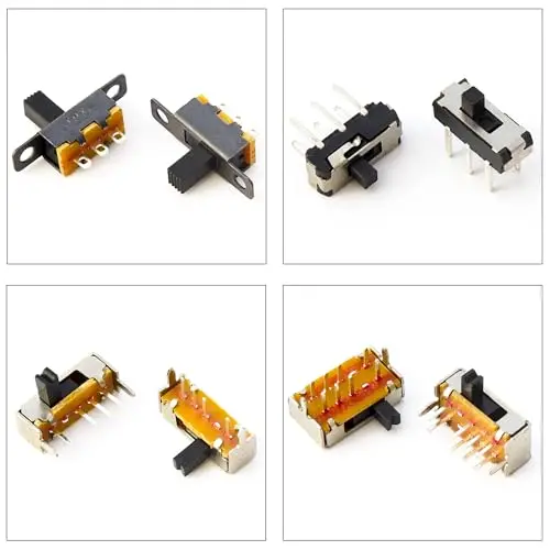 Slide Switch Assorted Kit, Mini Micro PCB Panel Slide Switch 2Pin 3Pin 4Pin ON/Off ON/Off/ON Switch Arduino Breadboard