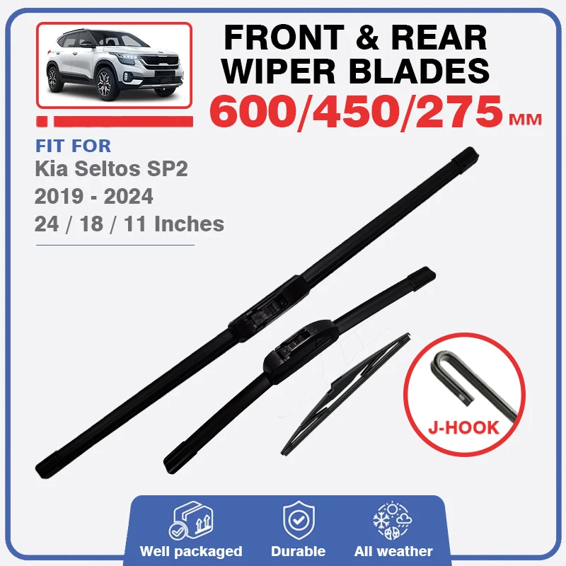 Front Rear Windscreen Wiper Blades For Kia Seltos SP2 2019 - 2024 Windshield Brushes Car Accessories Cover 2020 2021 2022 2023