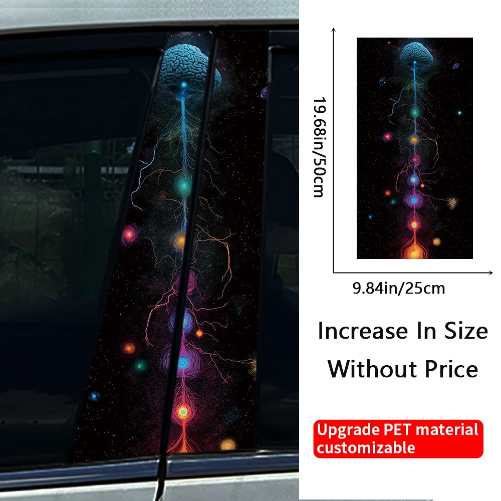 2pcs  Creative Planet Colourful Car Stickers DIY Car B-pillar Cover Scratches Waterproof Durable Decoration Auto PET Decals