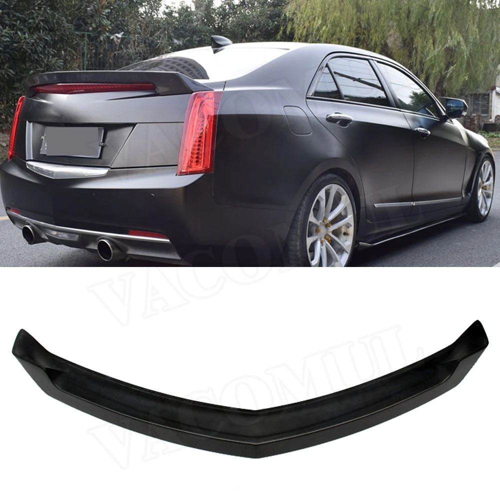 VACOMUL Carbon Fiber Car Rear Spoiler for Cadillac ATS Sedan 4 Door 2015 2016 2017 2018 2019 V Style FRP Rear Bumper Trunk Wings